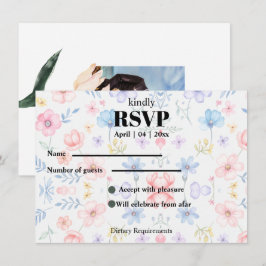 Moderne rosafarbene Blumene RSVP-Karte Einladung