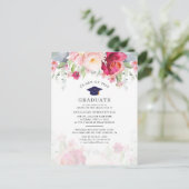 Moderne rosafarbene Blüte 2025 Abitur Party Einladungspostkarte (Stehend Vorderseite)