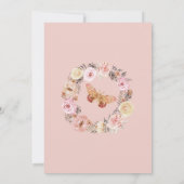 Moderne rosafarbene Blütenschmetterlingsdusche Einladung (Rückseite)