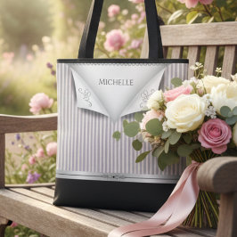 Moderne rosafarbene Brautparty Pinstripe Brautjung Tasche