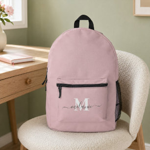 Moderne rosafarbene Custom Monogramm Name Rucksack