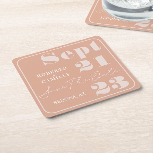 Moderne, rosafarbene, fette Druckzeitung rettet da Rechteckiger Pappuntersetzer (angewinkelt)