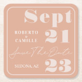 Moderne, rosafarbene, fette Druckzeitung rettet da Rechteckiger Pappuntersetzer (Vorderseite)