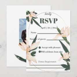 Moderne rosafarbene Floral-Kreis-RSVP-Karte Einladung