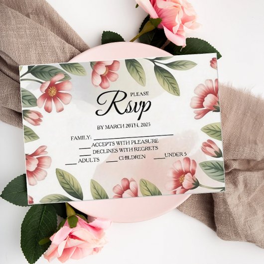 Moderne rosafarbene, florale Designer RSVP-Karten RSVP Karte