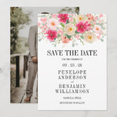 Moderne rosafarbene florale Hochzeit Save The Date (Vorne/Hinten)