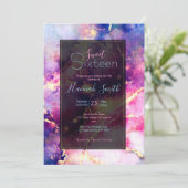 Moderne rosafarbene, flüssige Kunst Abstrakt Einladung (Stehend Vorderseite)