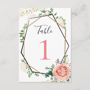 Moderne rosafarbene geometrische Tischnummern aus 