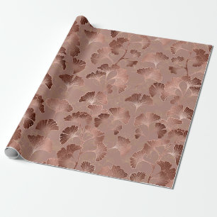 Moderne rosafarbene Ginkgo-Blatt-Luxus-Muster Geschenkpapier