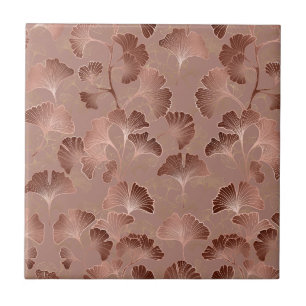 Moderne rosafarbene Ginkgoblatt Luxus-Muster Fliese