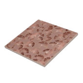 Moderne rosafarbene Ginkgoblatt Luxus-Muster Fliese (Seite)