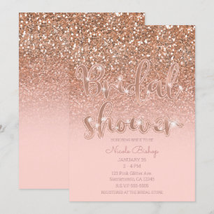 Moderne rosafarbene Glamour-Glitzer-Brautparty Einladung