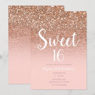 Moderne Rosafarbene Glamour Glitzer Süße 16 Einladung