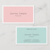 Moderne rosafarbene, grüne, einfache Vorlage Visitenkarte (Vorne/Hinten)