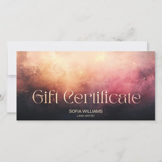 Moderne, rosafarbene Gutscheinkarte (Vorderseite)