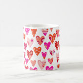 Moderne, rosafarbene Herzmuster Kaffeetasse (Mittel)