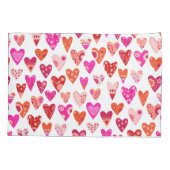 Moderne, rosafarbene Herzmuster Kissenbezug (Rückseite-Links)