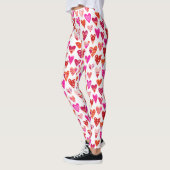 Moderne, rosafarbene Herzmuster Leggings (Links)