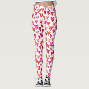 Moderne, rosafarbene Herzmuster Leggings