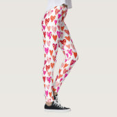 Moderne, rosafarbene Herzmuster Leggings (Rechts)
