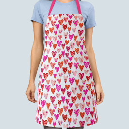 Moderne, rosafarbene Herzmuster Schürze