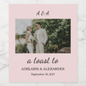 Moderne rosafarbene Hochzeit Weinetikett (Einzelnes Label)