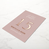 Moderne rosafarbene Hochzeitsfeier-Tischnummer Ros Folieneinladung (Gedreht)