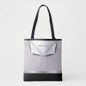 Moderne rosafarbene Hochzeitsparty mit Pinstripen  Tasche (Vorderseite)