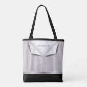 Moderne rosafarbene Hochzeitsparty mit Pinstripen  Tasche (Rückseite)