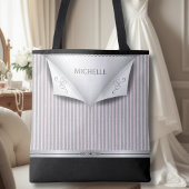 Moderne rosafarbene Hochzeitsparty mit Pinstripen  Tasche