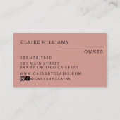 Moderne rosafarbene Kuchen mit Skriptgebäck Klein Visitenkarte (Rückseite)