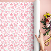 Moderne rosafarbene Liebe Herzstück Doodle Geschenkpapier