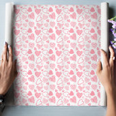 Moderne rosafarbene Liebe Herzstück Doodle Geschenkpapier