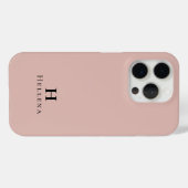 Moderne rosafarbene Monogramm-Name Case-Mate iPhone Hülle (Rückseite (Horizontal))