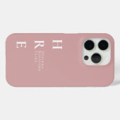 Moderne rosafarbene Monogramm-Name Case-Mate iPhone Hülle (Rückseite (Horizontal))