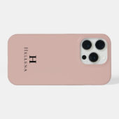 Moderne rosafarbene Monogramm-Name iPhone Hülle (Rückseite (Horizontal))