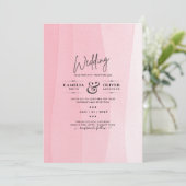 Moderne, rosafarbene Ombre Wedites Einladung (Stehend Vorderseite)