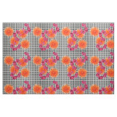 Moderne, rosafarbene, orange Blume Karo Stoff (Fat Quarter (45,7 x 55,9 cm))