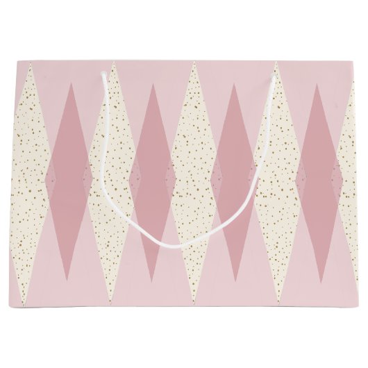 Moderne rosafarbene Raute - Geschenktüte aus dem M (Vorderseite)