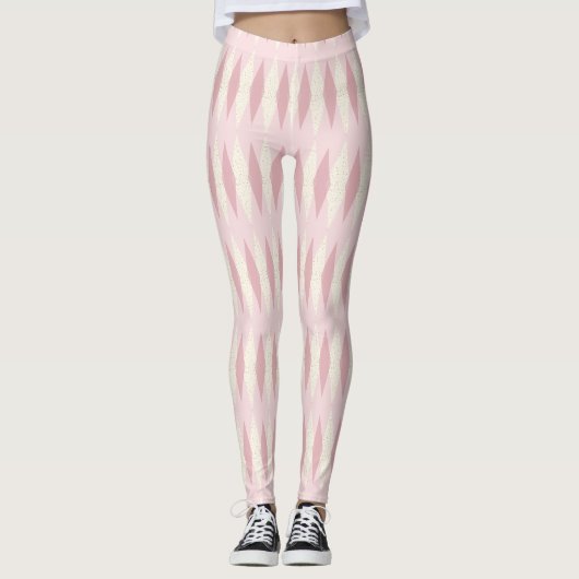 Moderne rosafarbene Raute Leggings (Vorderseite)