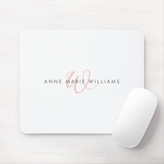 Moderne rosafarbene Schriftmonogramm Mousepad (Mit Mouse)
