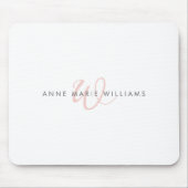 Moderne rosafarbene Schriftmonogramm Mousepad (Vorne)