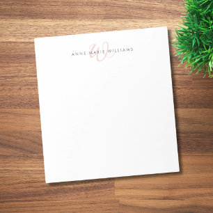 Moderne rosafarbene Schriftmonogramm Notizblock