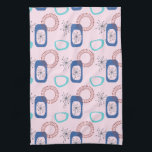Moderne, rosafarbene Sternexplosionen aus dem Mitt Geschirrtuch<br><div class="desc">Moderne,  rosa Sternexplosionen Patern aus der Mitte des Jahrhunderts</div>