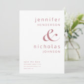 Moderne rosafarbene Typografie Ampersand Foto Save The Date (Stehend Vorderseite)