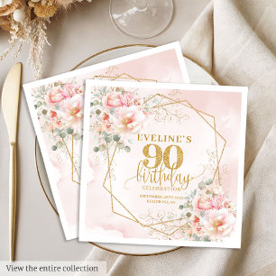 Moderne rosafarbene und goldene Papierdekoration z Serviette