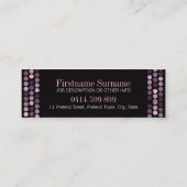 Moderne rosafarbene und schwarze Mini-Visitenkarte Mini Visitenkarte (Rückseite)