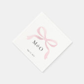 Moderne rosafarbene Wasserfarbe-Monogramm-Hochzeit Serviette (Ecke)
