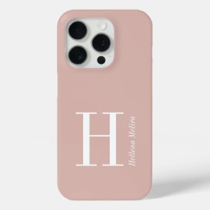 Moderne rosafarbene weiße Monogramm-Name Case-Mate iPhone Hülle