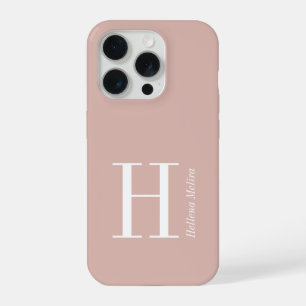 Moderne rosafarbene weiße Monogramm-Name iPhone 15 Pro Hülle